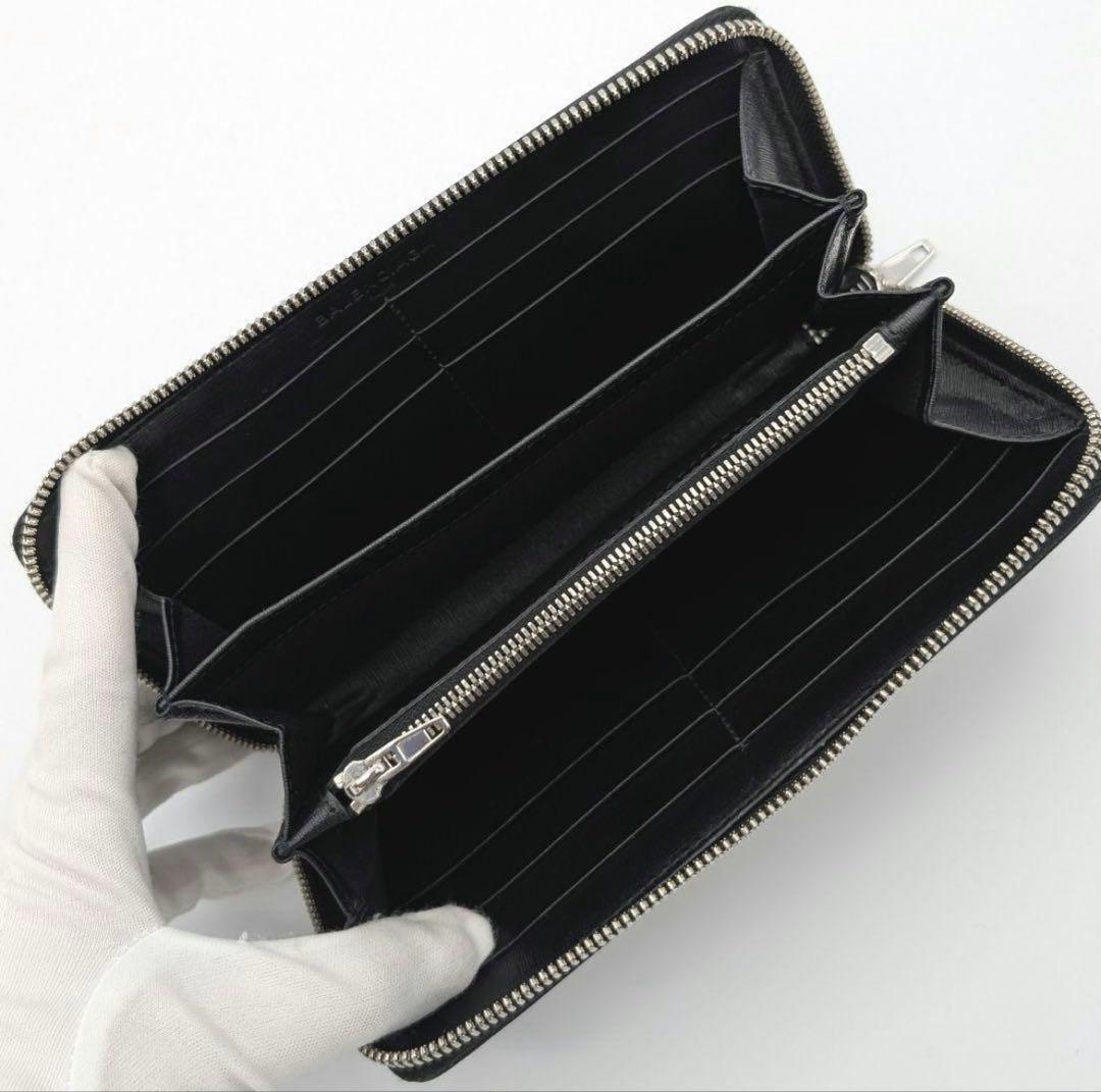 極美品 BALENCIAGA 銀ロゴ 長財布 ラウンドシップ ラウンドファスナー