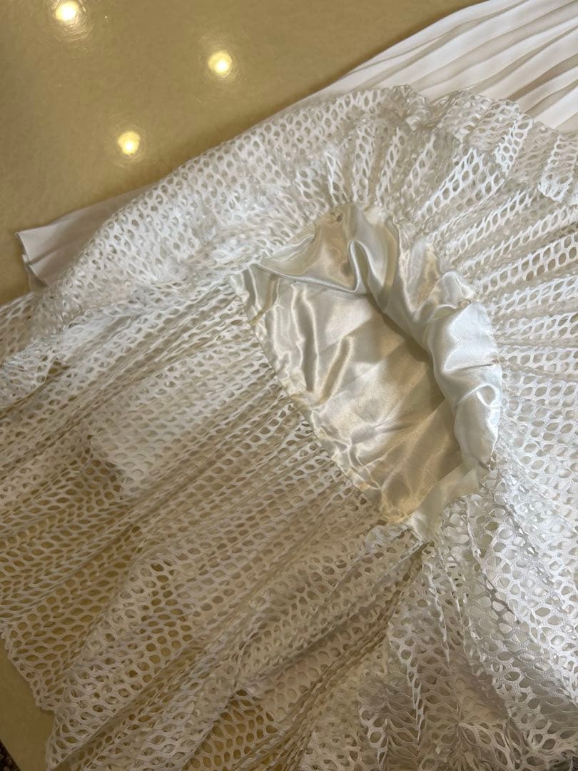 美品★ メッシュドッキングオリガミプリーツスカート