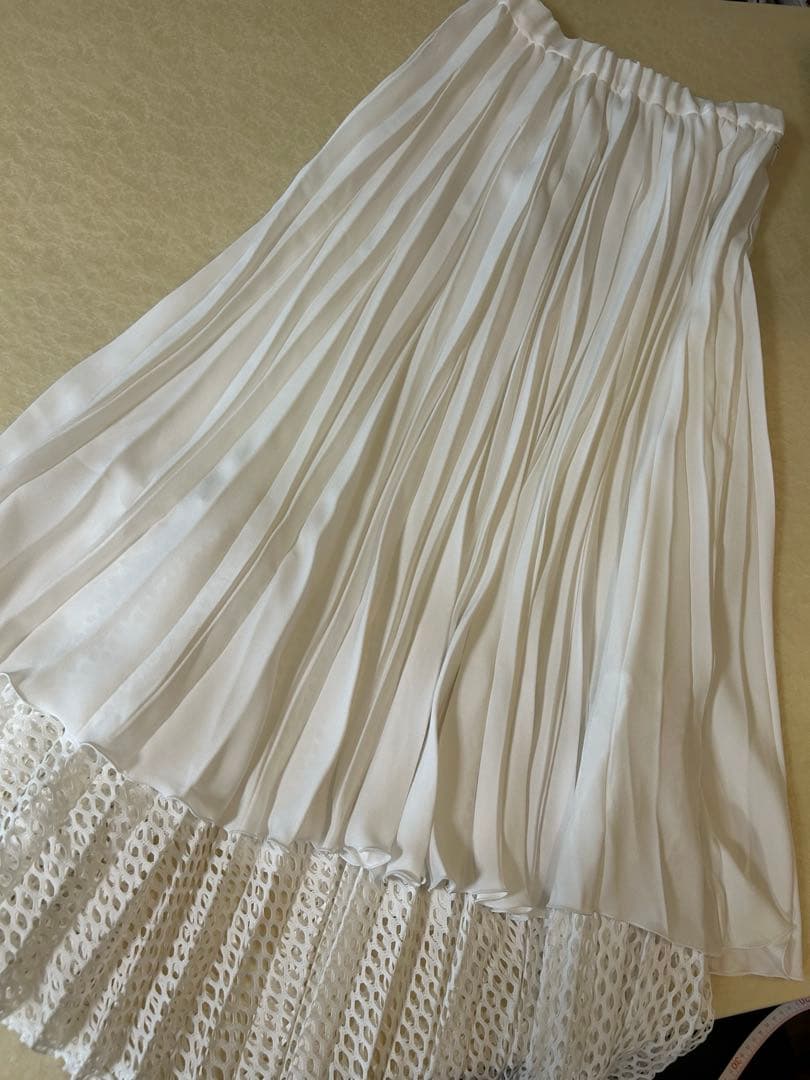 美品★ メッシュドッキングオリガミプリーツスカート