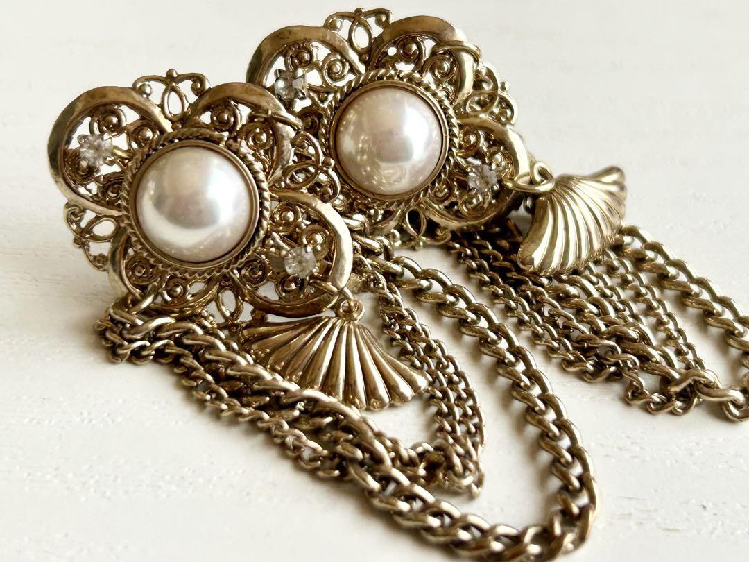 年代物 当時物 未使用 華やか 華美 チェーン vintageイヤリングアクセサリー