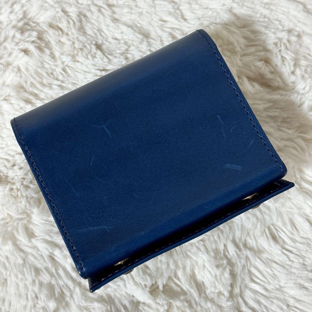 美品✨m+ エムピウ　折り財布　ミッレフォッリエ　レザー　ブルー　ネイビー