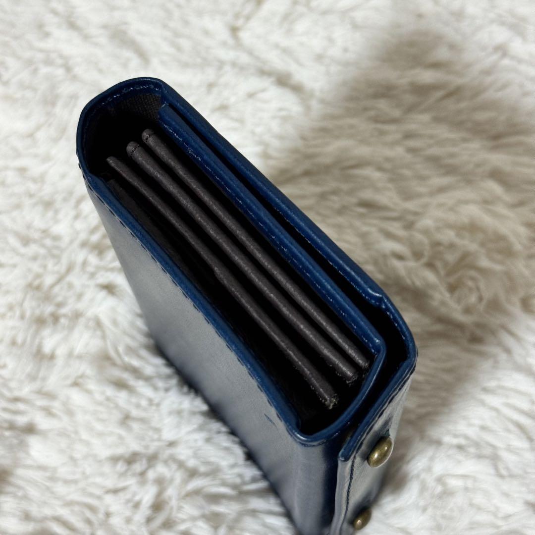 美品✨m+ エムピウ　折り財布　ミッレフォッリエ　レザー　ブルー　ネイビー