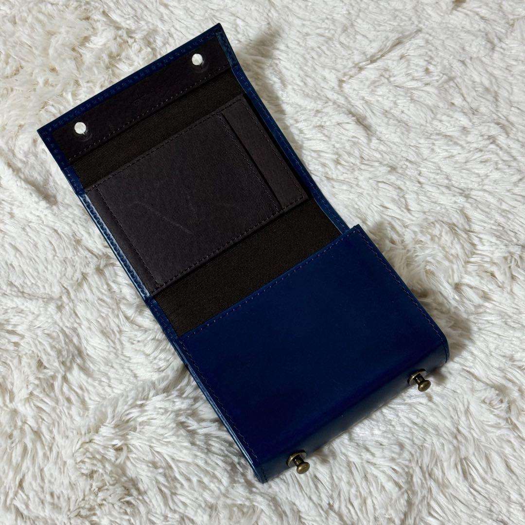 美品✨m+ エムピウ　折り財布　ミッレフォッリエ　レザー　ブルー　ネイビー