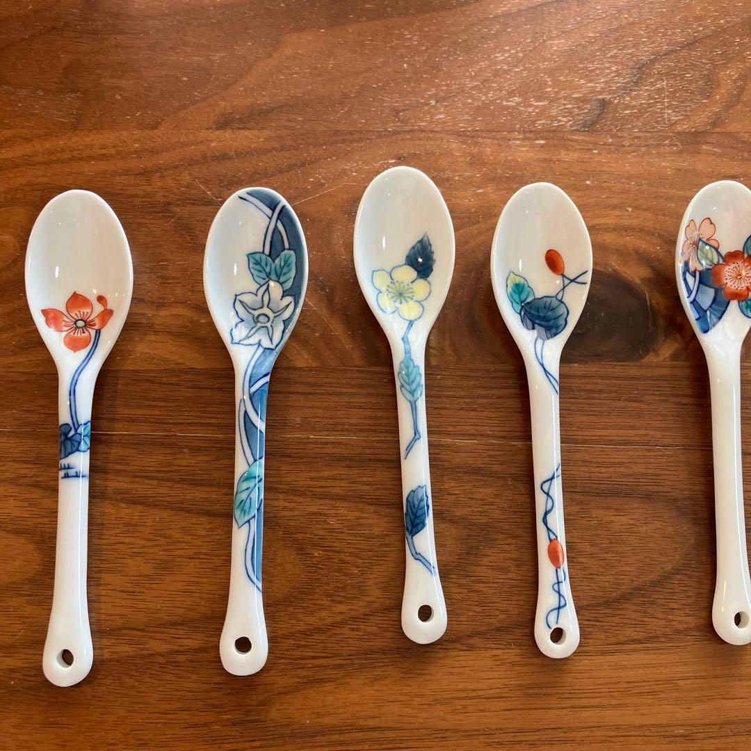 伊万里鍋島焼　魯山窯　花柄陶器ティーカップ5個セット