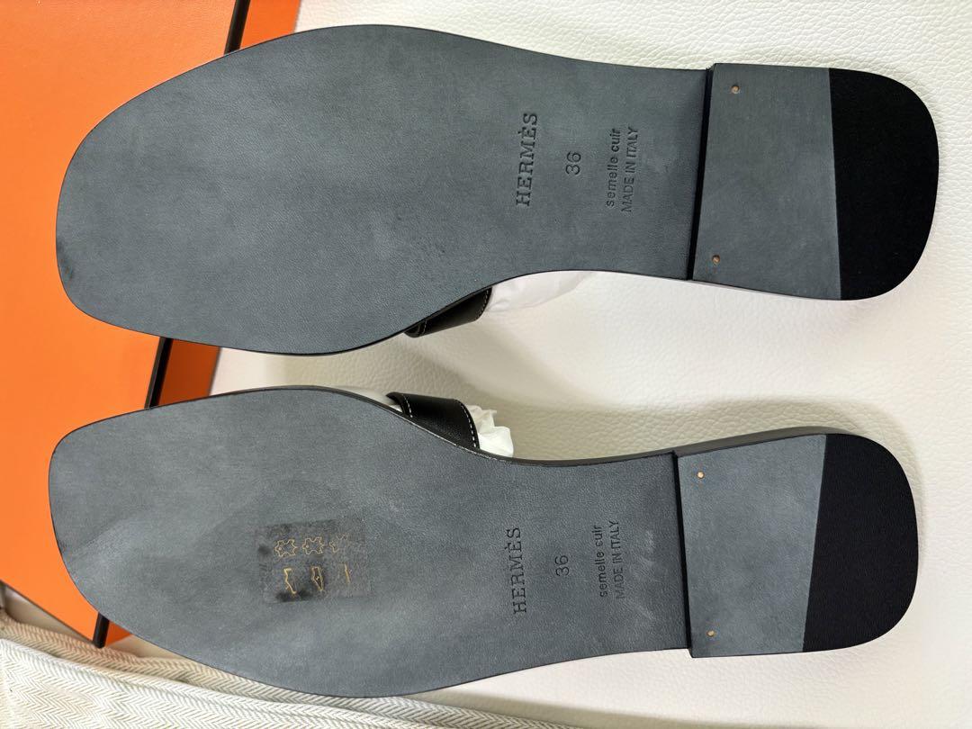 新品正規品】 エルメス HERMES オラン サンダル 23cm ノワール