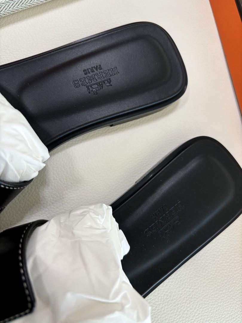 新品正規品】 エルメス HERMES オラン サンダル 23cm ノワール