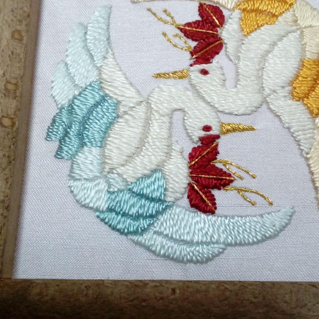 日本刺繍 ミニ額縁 インテリア 壁掛け 鶴 縁起物 鳥 和風 開運 メルカリ