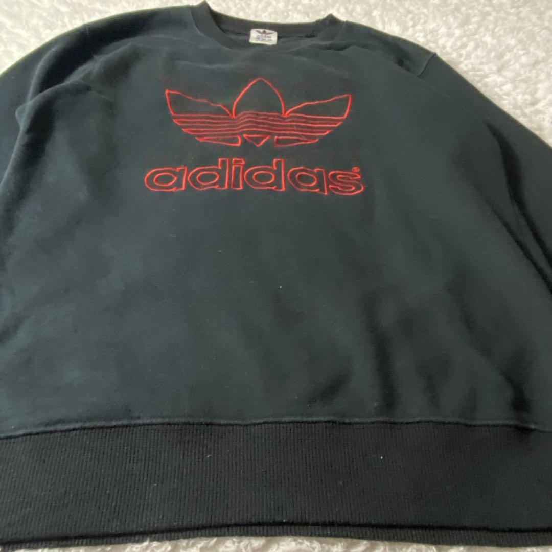人気✨ 90s adidas トレフォイル 刺繍スウェット 黒 あいみょん