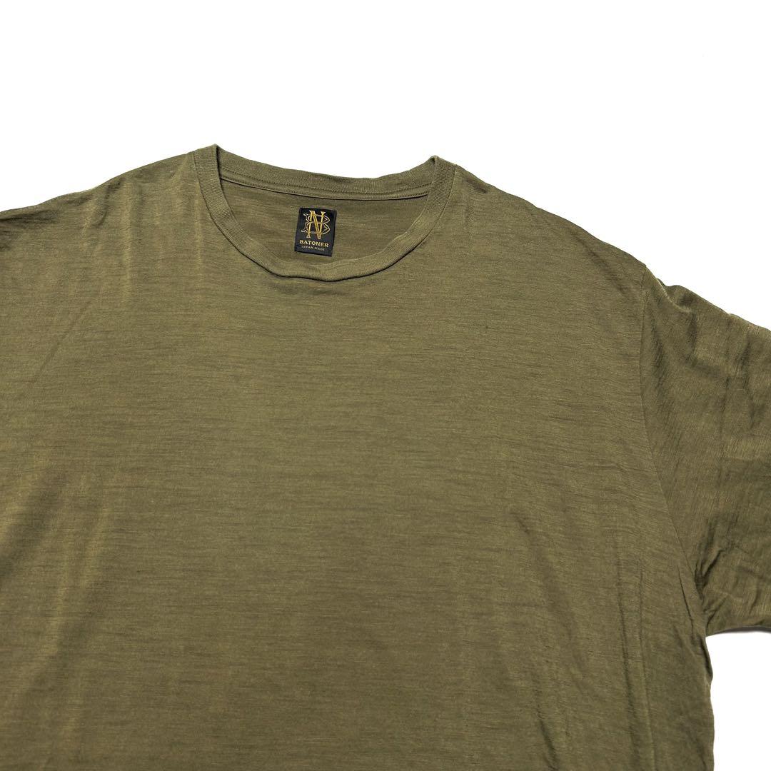 美中古 BATONER 上質 半袖 トップス L オリーブ バトナー OLIVE