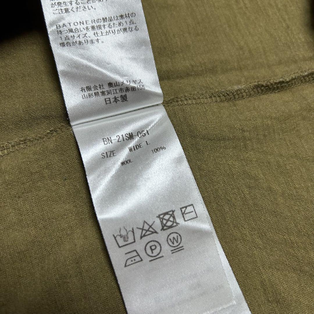 美中古 BATONER 上質 半袖 トップス L オリーブ バトナー OLIVE