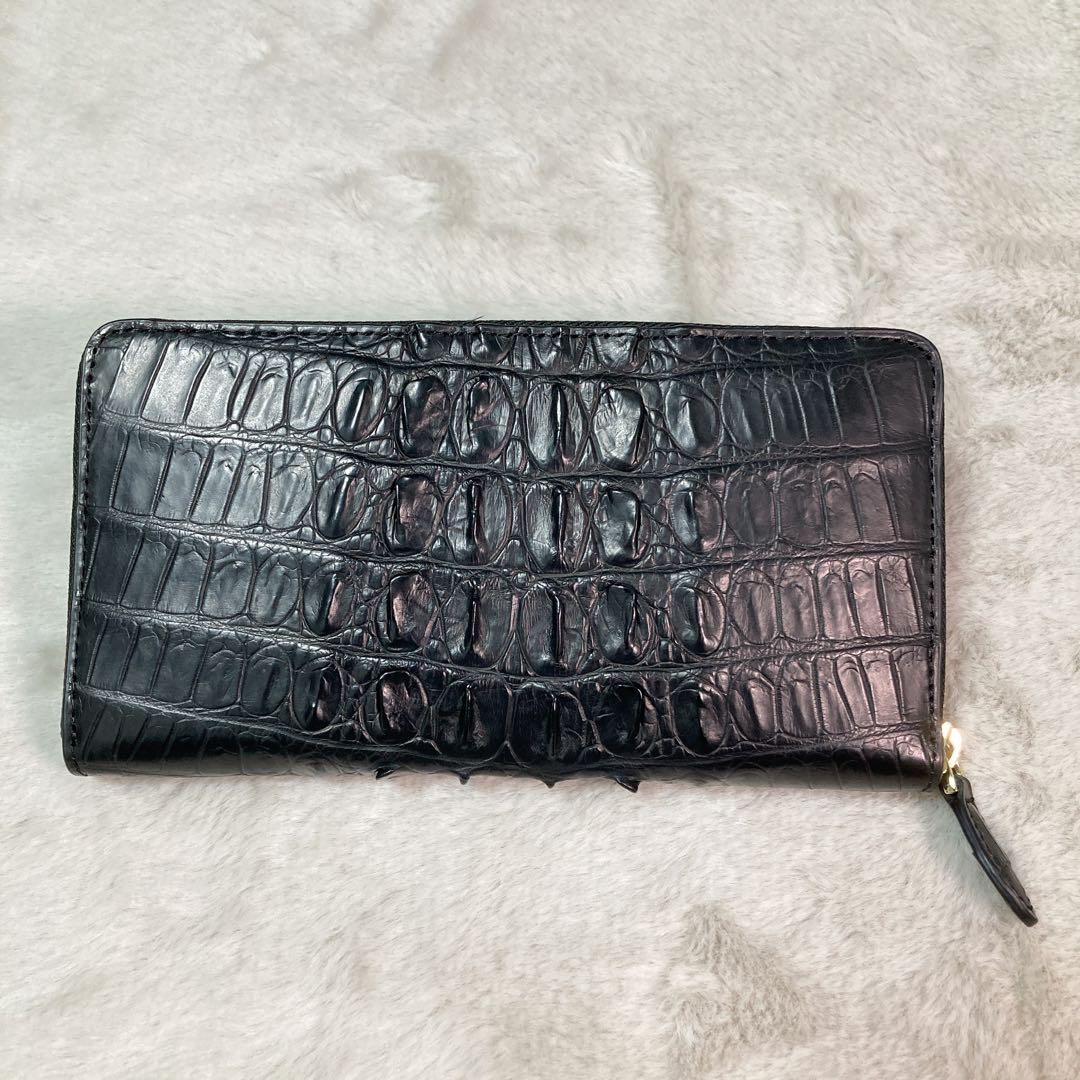 【新品】RODANIA ロダニア クロコダイル ラウンドジップ 長財布 BK
