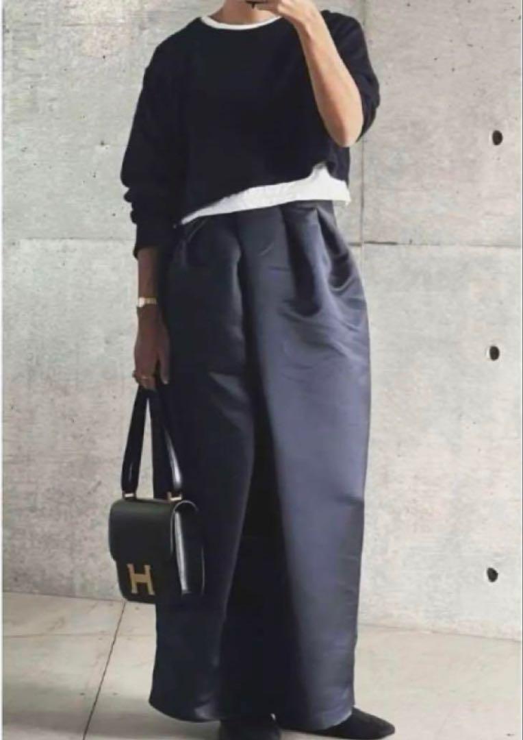 SEA / シーheaby satin origami skirt ブラック 0
