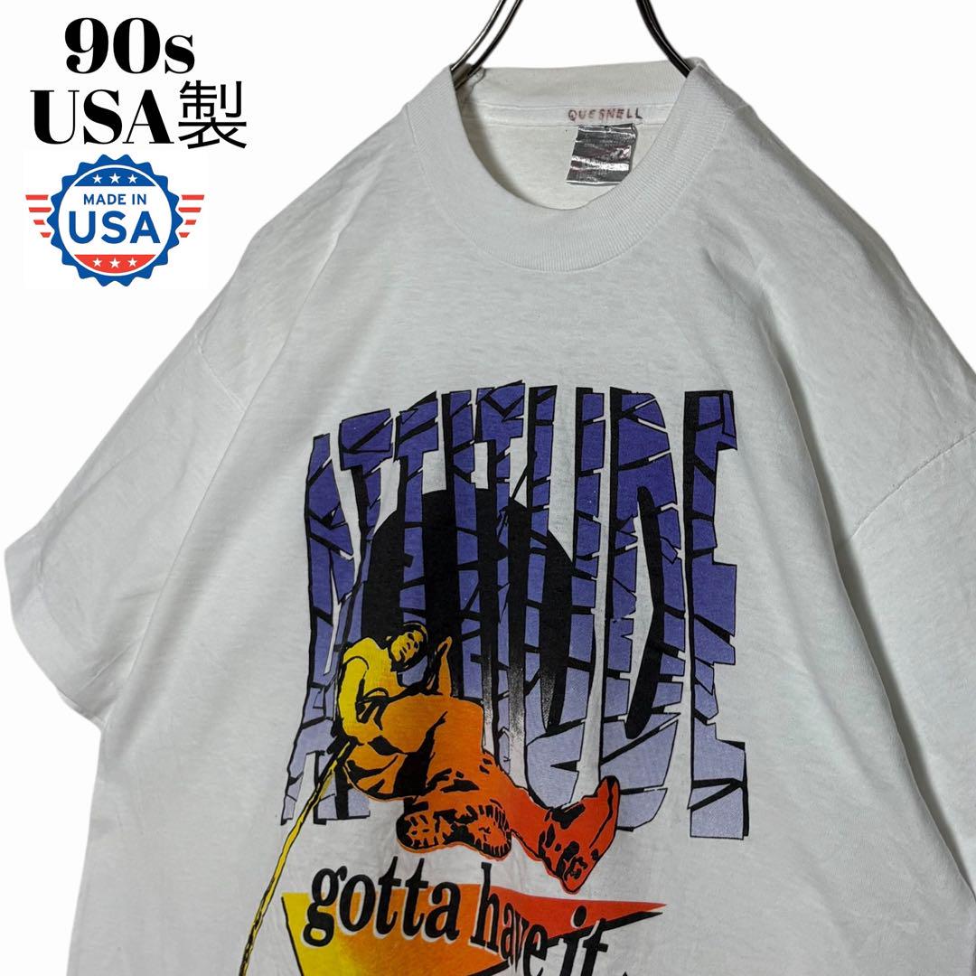 90s USA製 白tシャツ ロッククライミング シングルステッチTシャツ L