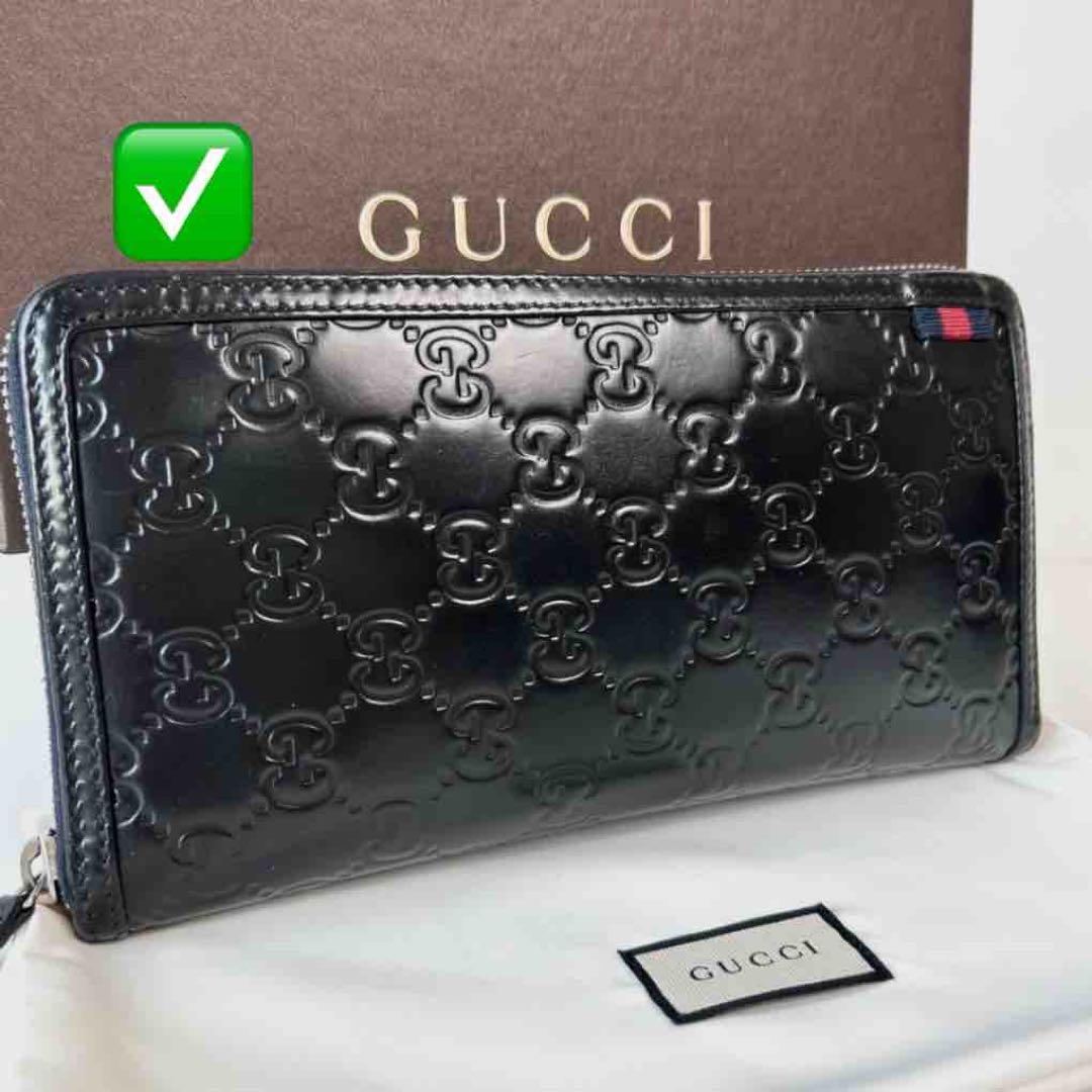 ✅【良品】 メンテ済み グッチ　GUCCI 定価9万　グッチシマ　レザー　長財布