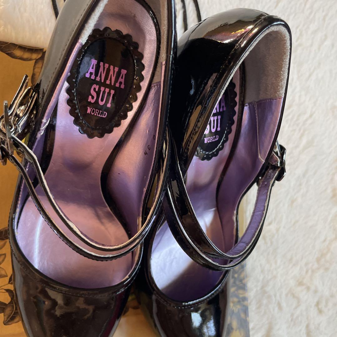 希少】ANNA SUI 猫足ヒール エナメル パンプス 黒 23.5cm - メルカリ