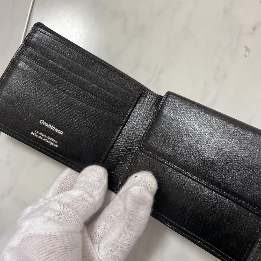 【新品未使用】Orobianco オロビアンコ 牛革 二つ折り財布 ブラック