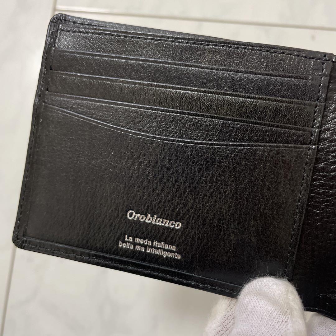 【新品未使用】Orobianco オロビアンコ 牛革 二つ折り財布 ブラック