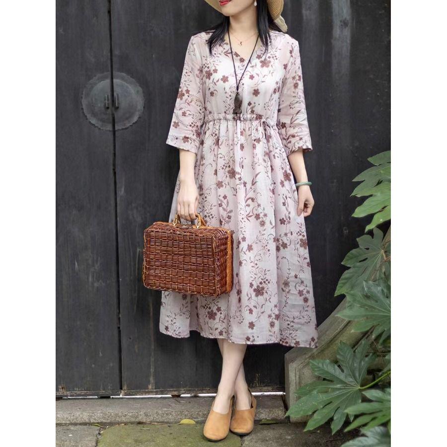 シャツロングワンピース ゆったり系 プリント シンプル 長袖 カラフル ボタン