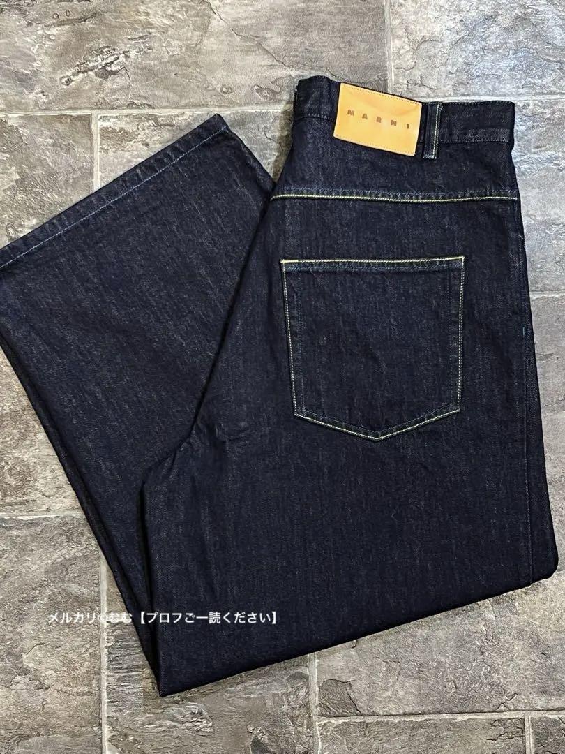 【美品】MARNIマルニ リジットインディゴデニム ワイドパンツ32 国内正規品