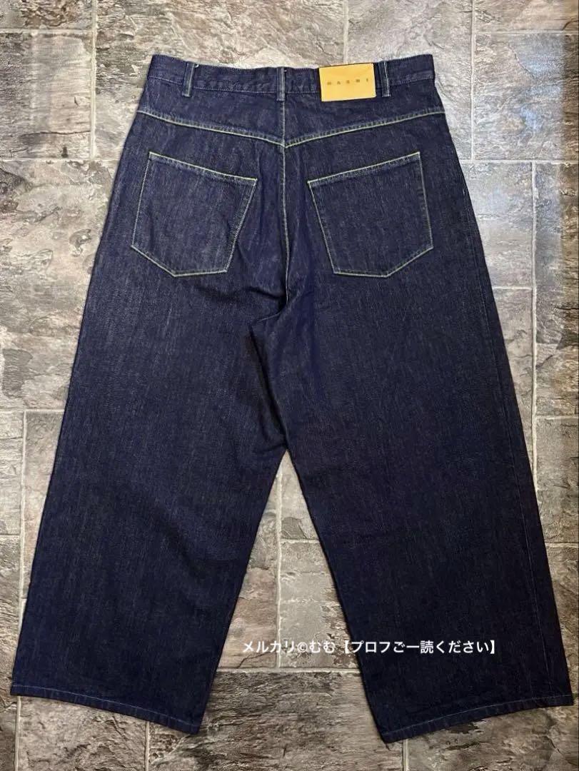 【美品】MARNIマルニ リジットインディゴデニム ワイドパンツ32 国内正規品