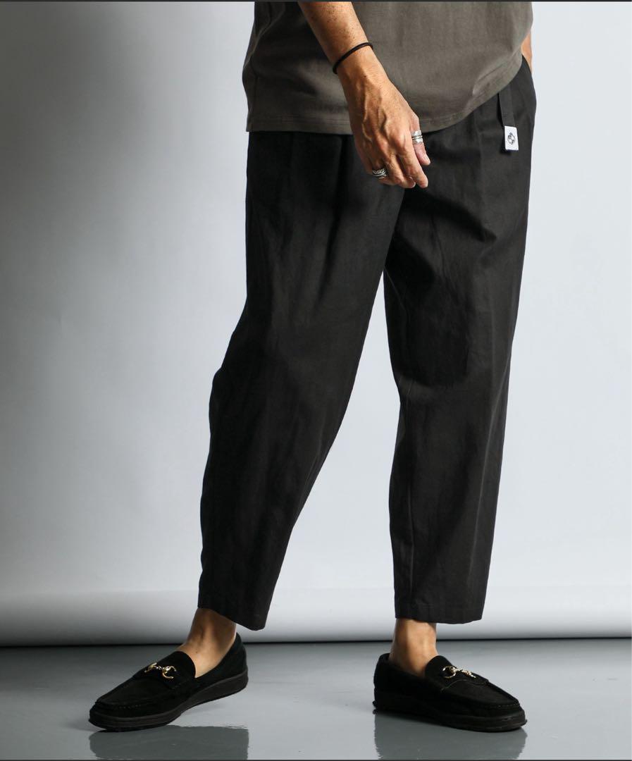 【定価13,200円】リネンブレンド テーパード ワイドパンツ
