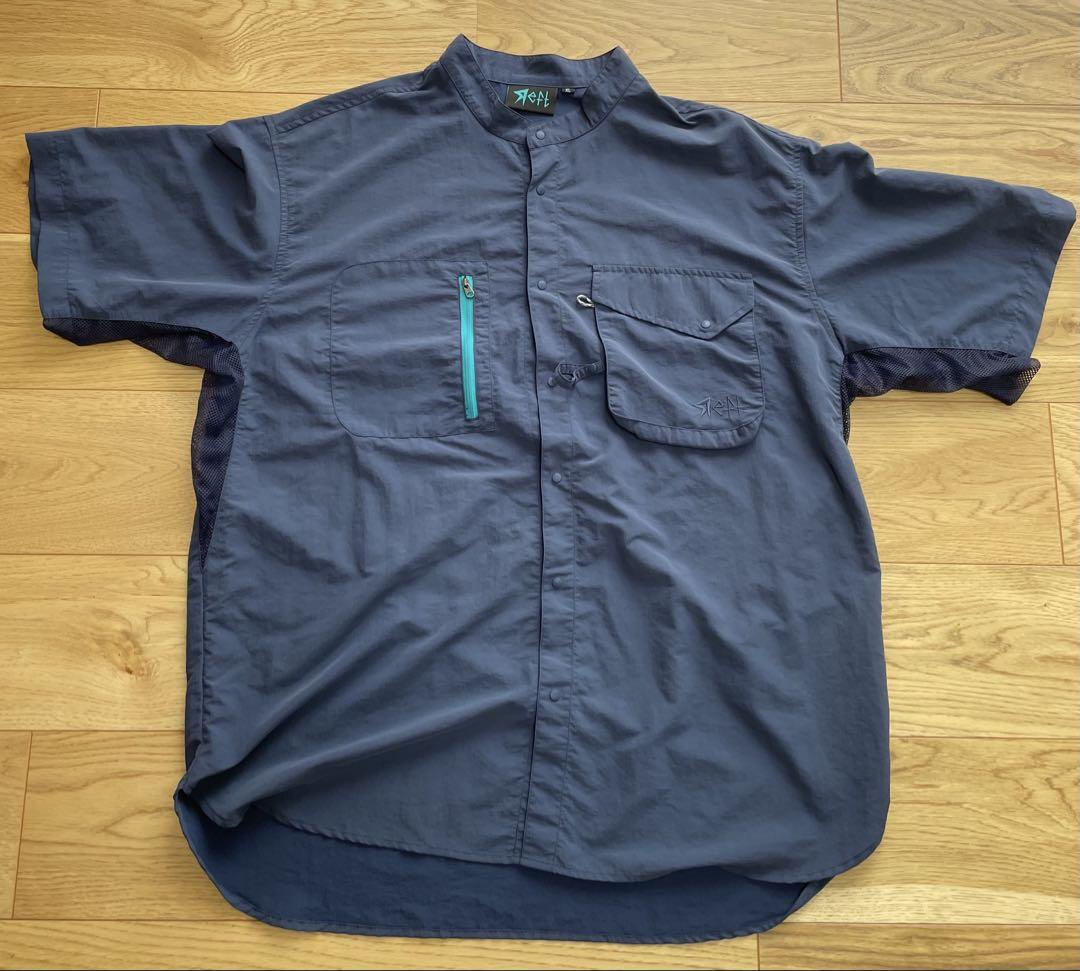 Reft スタンドカラー シャツ XL ネイビー　バンブーシュート
