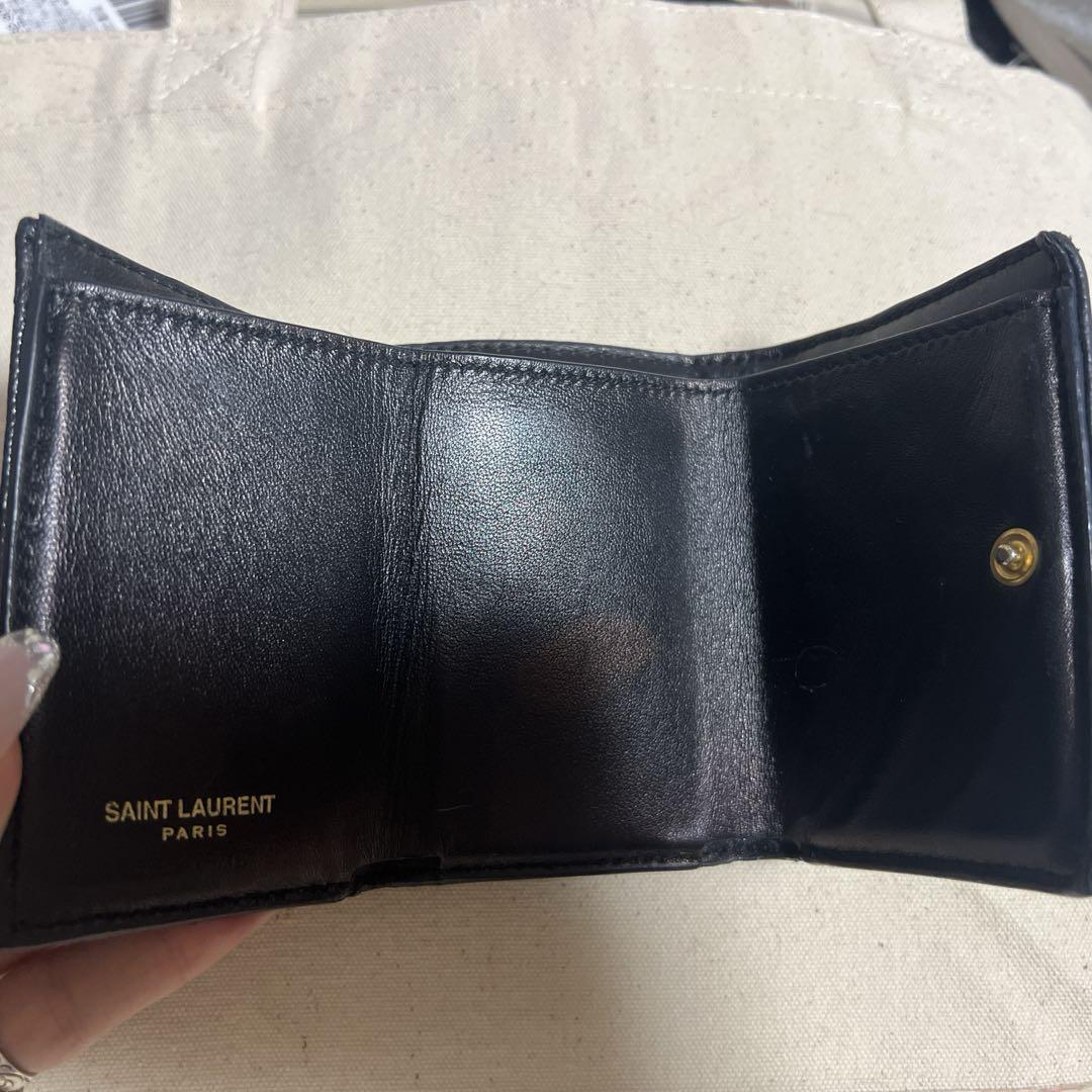 YSL ブラック　 三つ折り財布