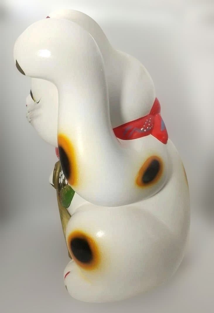 【希少・新品同様】とても大きな招き猫 左手挙げ 約34cm 陶器製 昭和レトロ 【希少・新品同様】とても大きな招き猫 左手挙げ 約34cm 陶器製 昭和レトロ