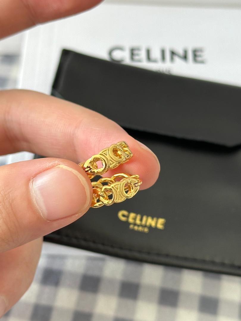 CELINE ゴールド チェーンデザイン ピアス