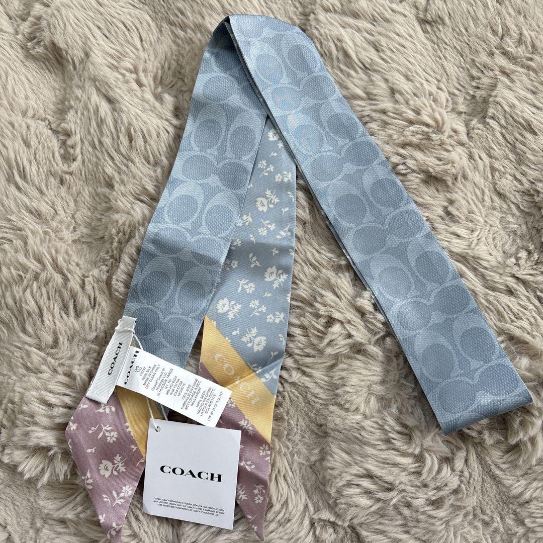 美品！COACH コーチ 花柄 リボンスカーフ バンドー