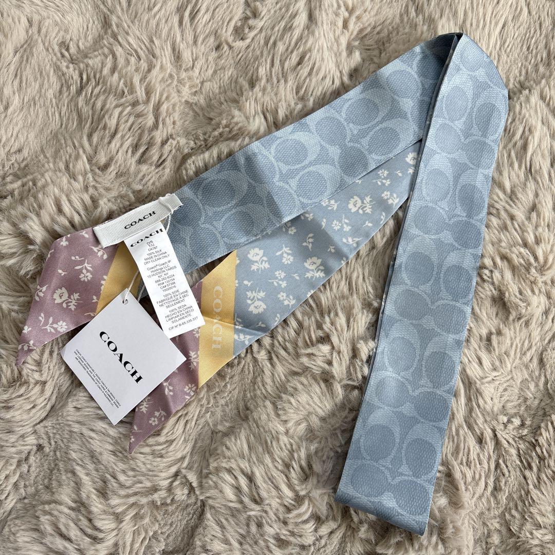 美品！COACH コーチ 花柄 リボンスカーフ バンドー
