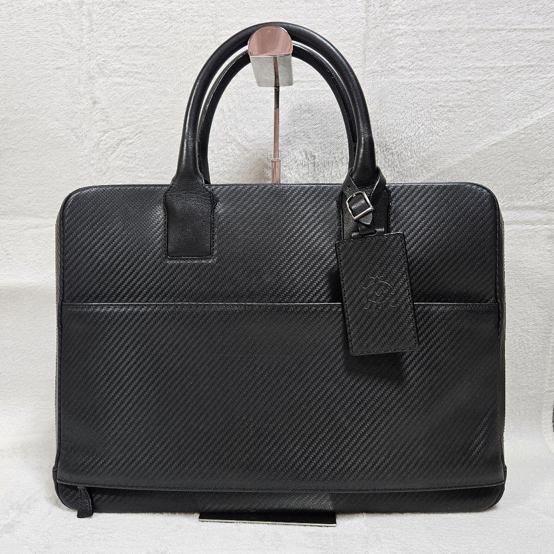 dunhill シャーシ ビジネスバッグ A4収納可 カーボン レザー ブラック