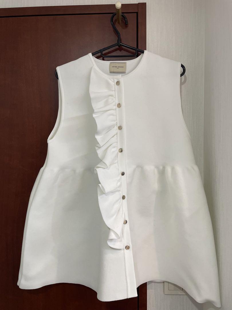 UNITED ARROWS 2023SS ニット フリルベスト ホワイト 画像5