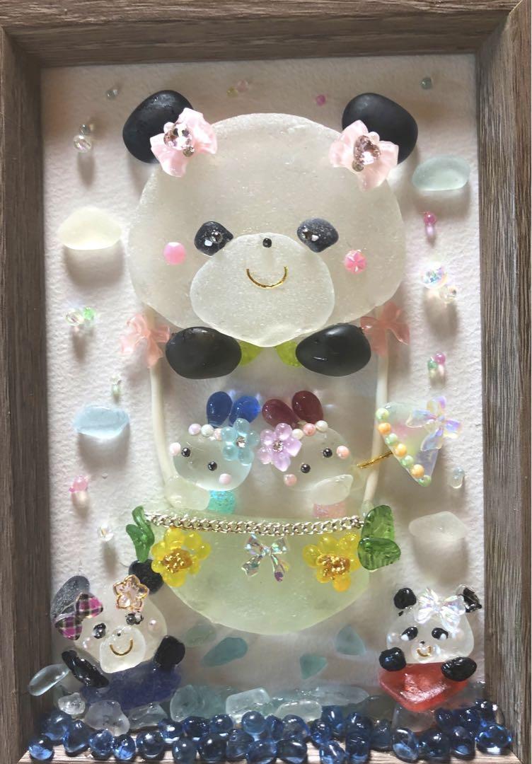 パンダ立体アート　シーグラスアート