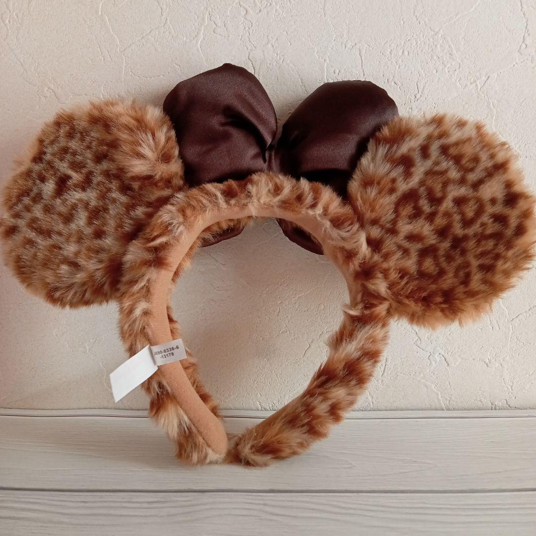 ディズニー カチューシャ レオパード ヒョウ柄 ミニー リボン ビジュー