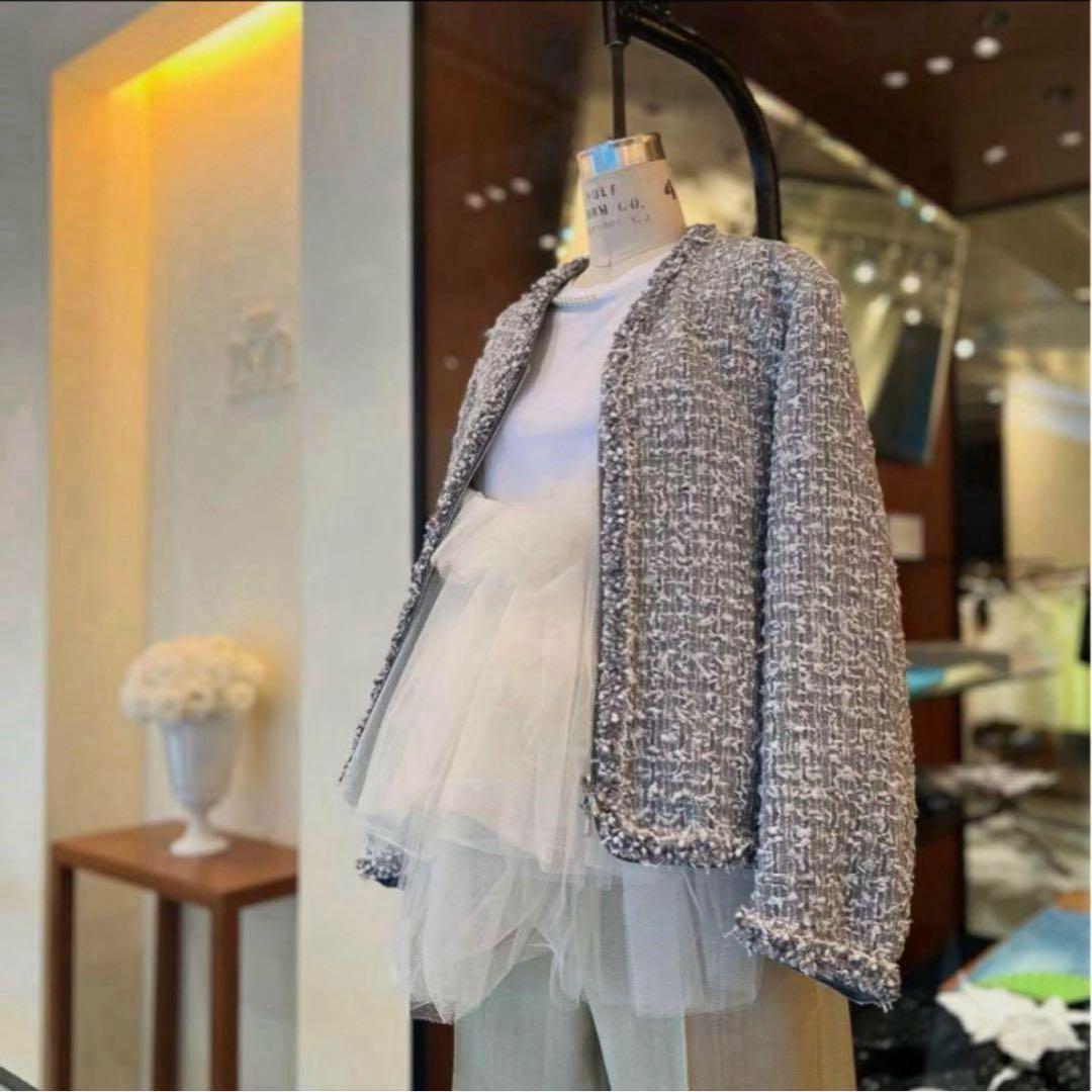 RAWER ドゥロワー ツイードVネックジャケット 36 RAWER ドゥロワー ツイードVネックジャケット 36