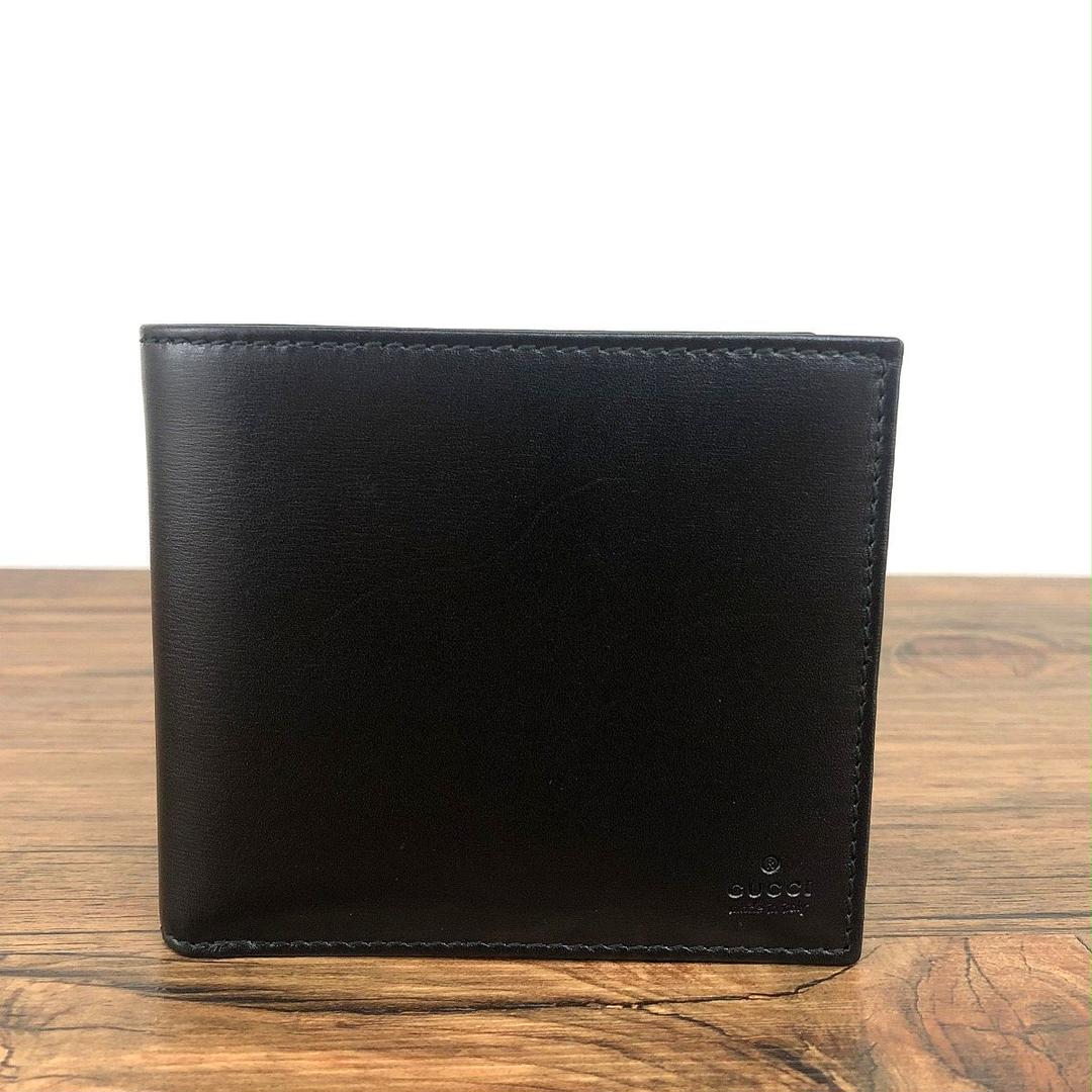 送料込み！ 極美品 GUCCI 二つ折り財布 04843 ブラック 箱付き 46