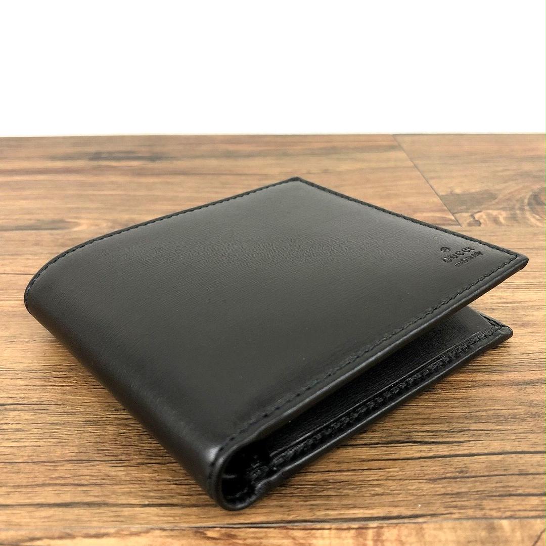 送料込み！ 極美品 GUCCI 二つ折り財布 04843 ブラック 箱付き 46