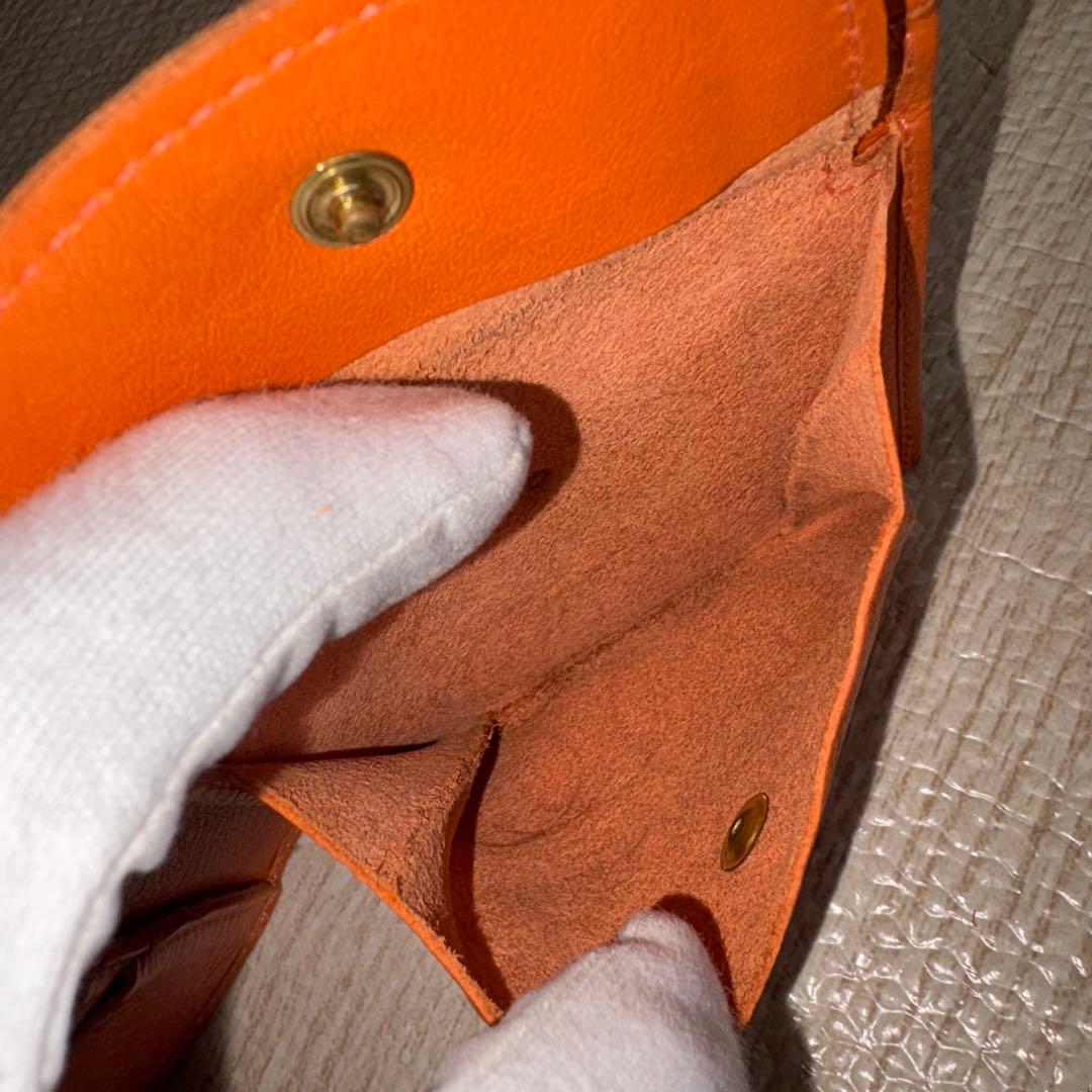 極美品 イルビゾンテ 二つ折り財布 オレンジ コンパクト オールレザー
