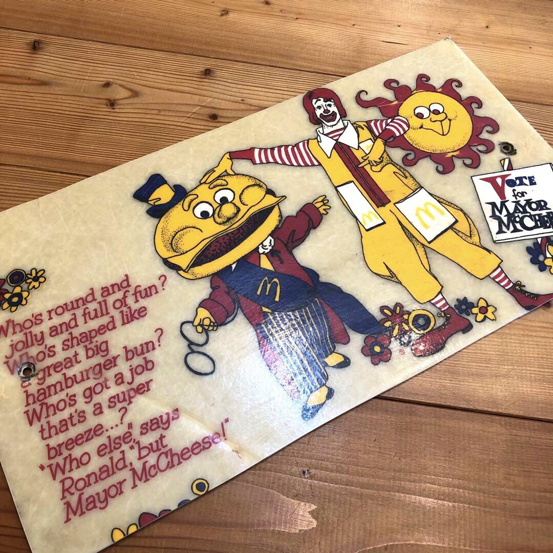 70年代　マクドナルド　メイヤーマックチーズ　ロナルド　ガラスファイバー　サイン