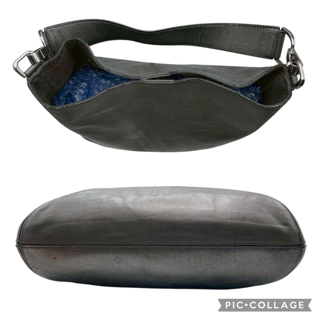 良品 ヒロフ トートバッグ ワンショルダーバッグ オールレザー 肩掛け グレー系 美品】ヒロフ（HIROFU）オールレザー ショルダーバッグ ワン