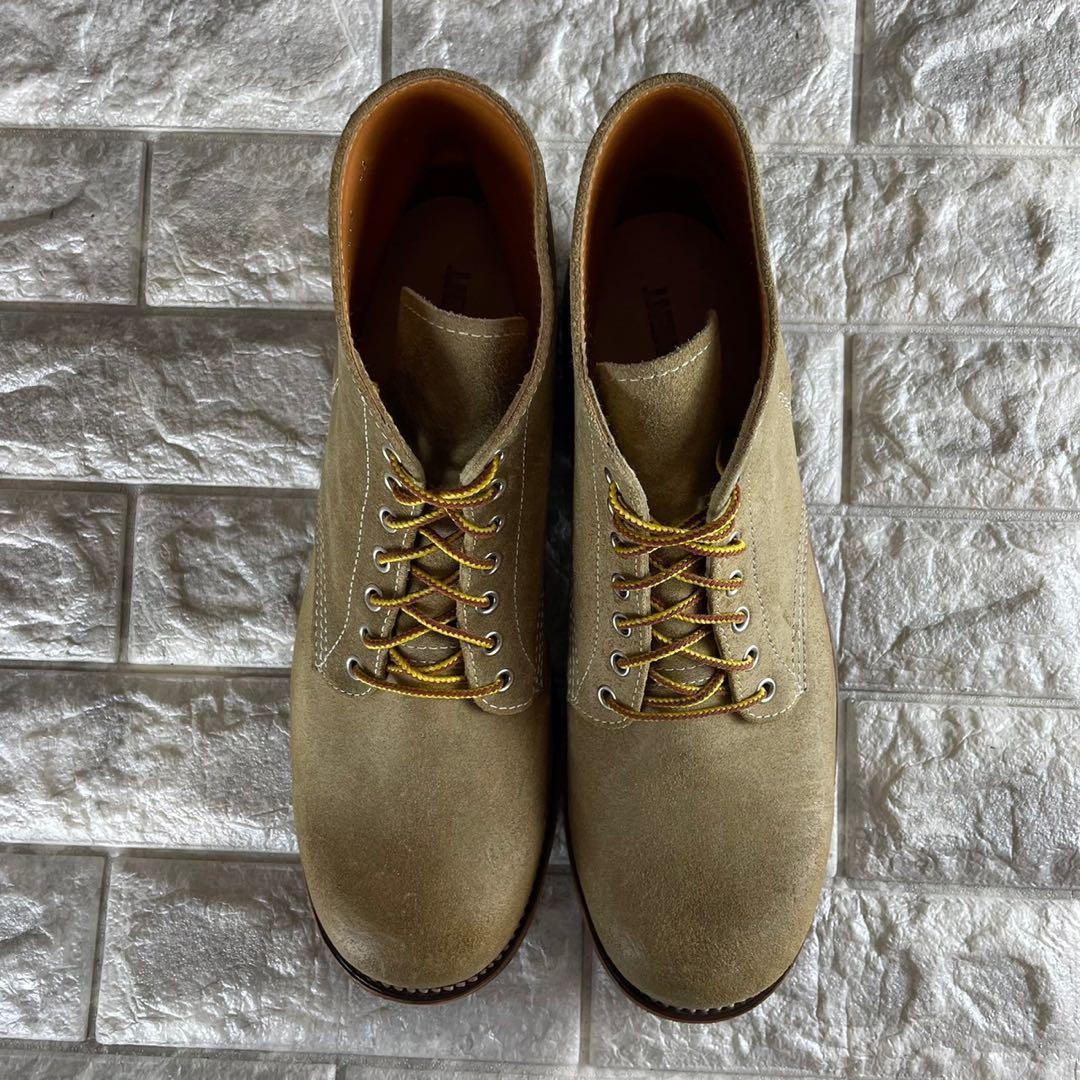 新品/EU43 アタッチメント ワークブーツ USED加工 ヌバック ベージュ