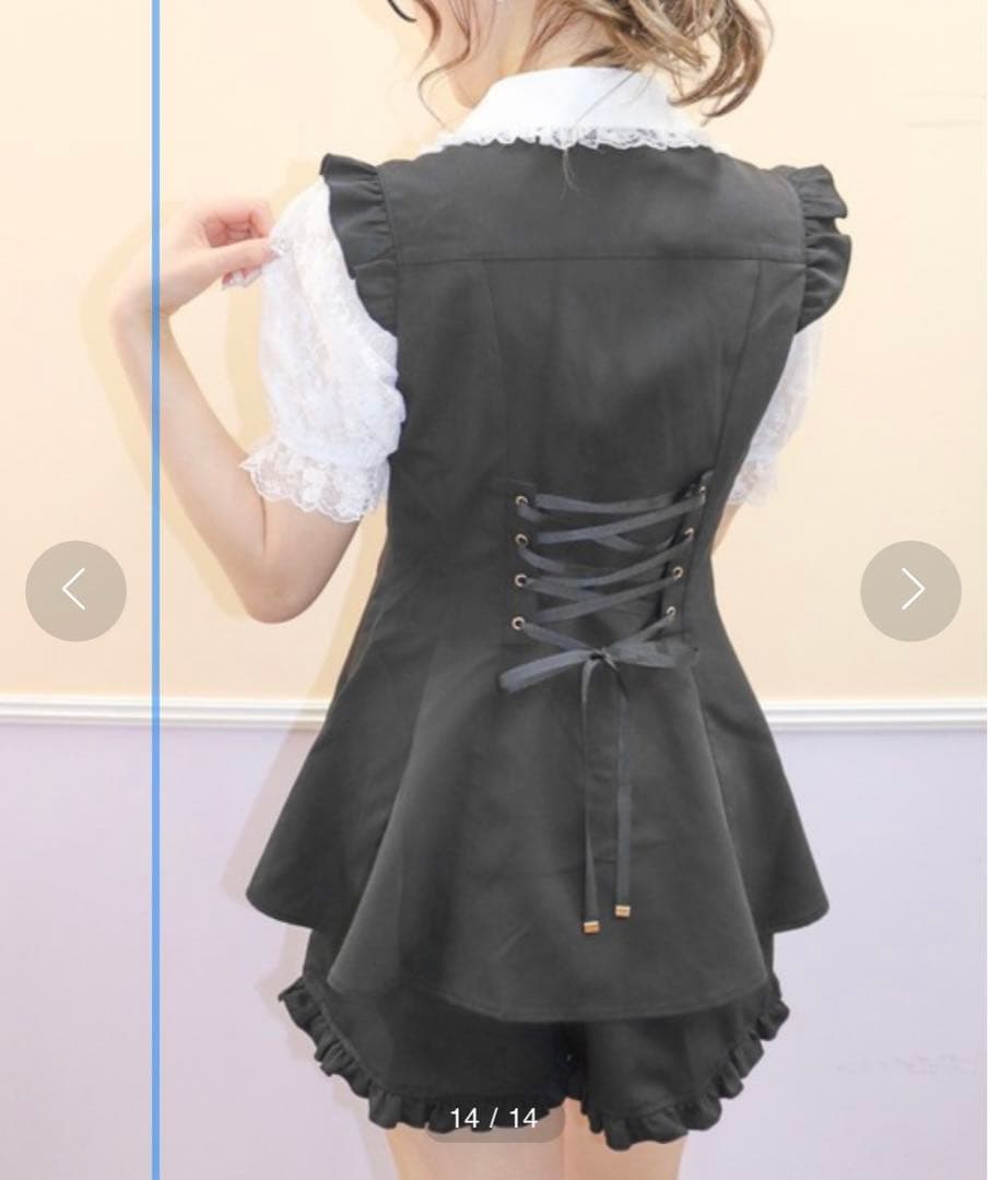 シークレットハニー シーハニ レースラッフル半袖セットアップ 水色 ブルー