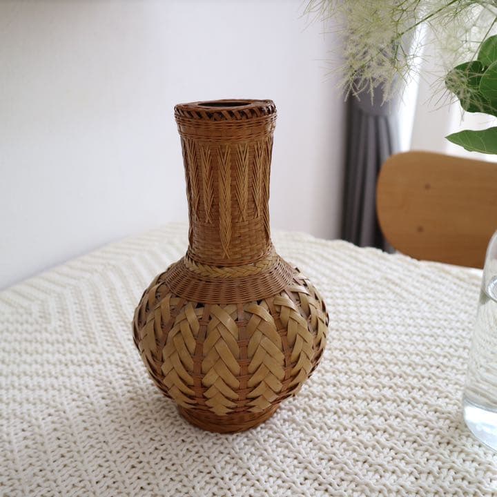 古道具 花瓶 花器 花かご 籐 竹編み 籠 カゴ ドライフラワー 花瓶 メルカリ