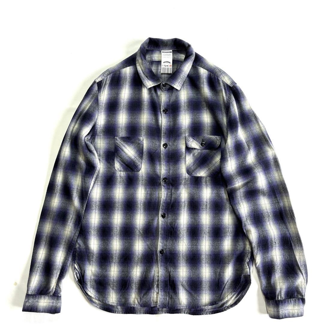 正規 値段 WorldWorkers オンブレチェック コットンレーヨンシャツ M
