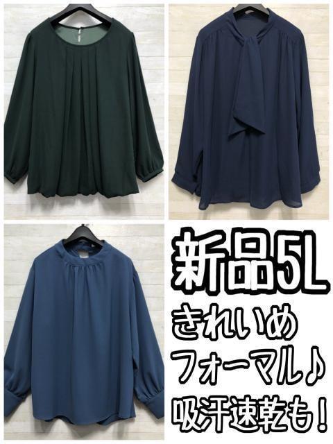 新品☆5L♪お仕事・フォーマル♪きれいめブラウス3枚セット〇L163