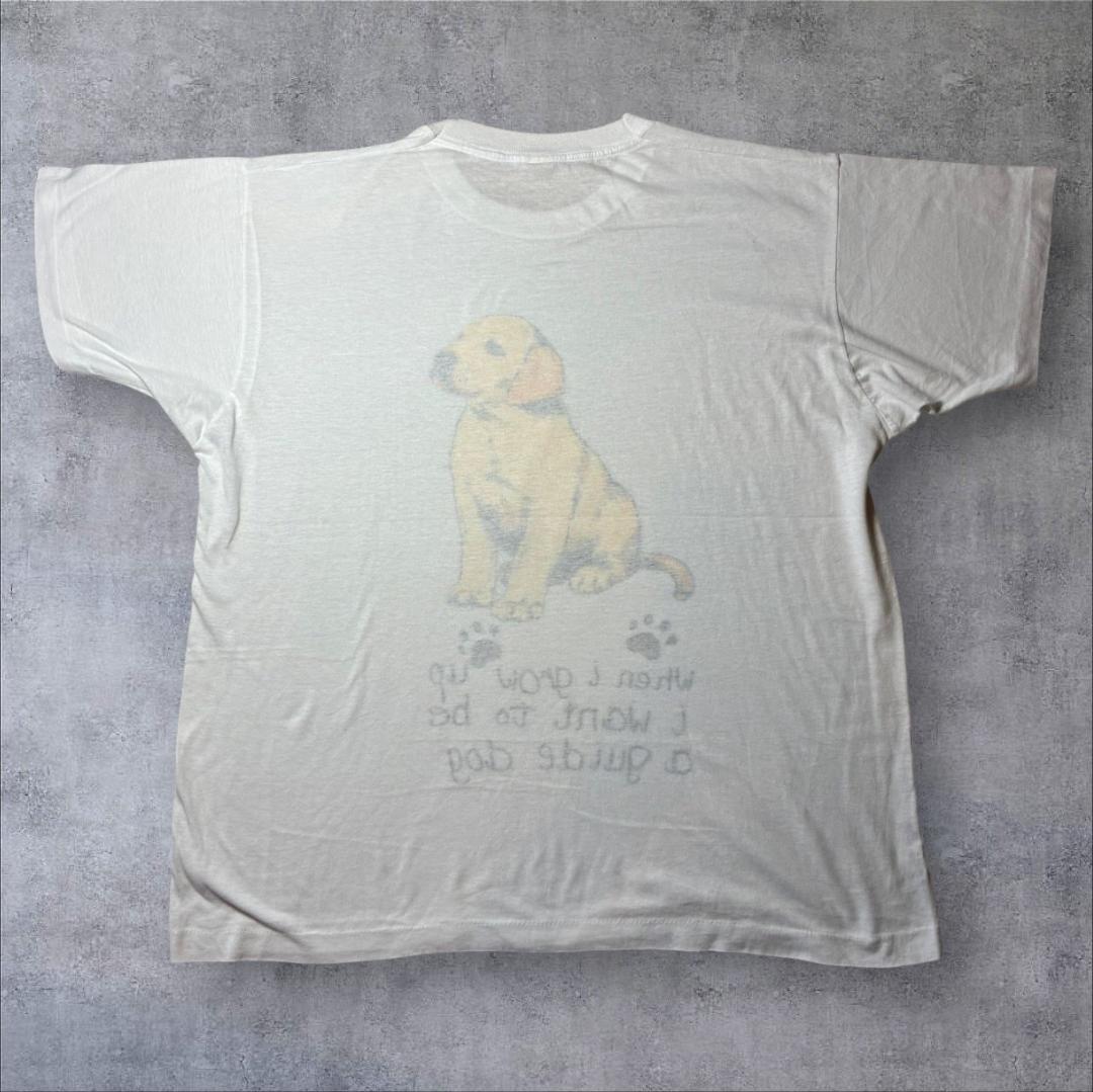 80s 犬 子犬 アニマル ヴィンテージ Tシャツ 盲導犬 大きめ 2XL