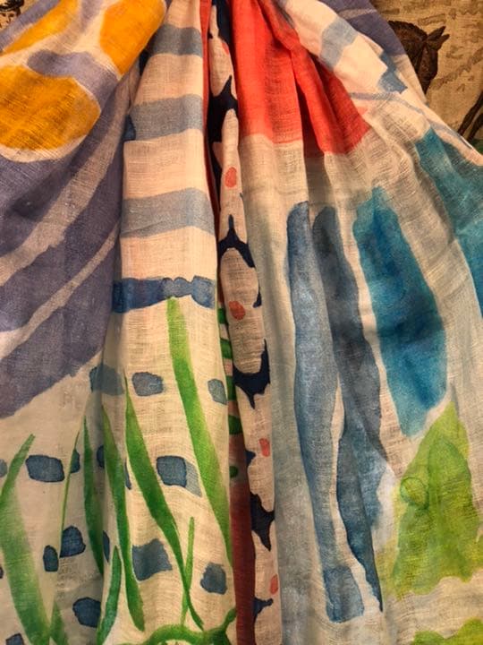 インド スカーフ バンダナ ペインタリー モチーフ リネンブレンド