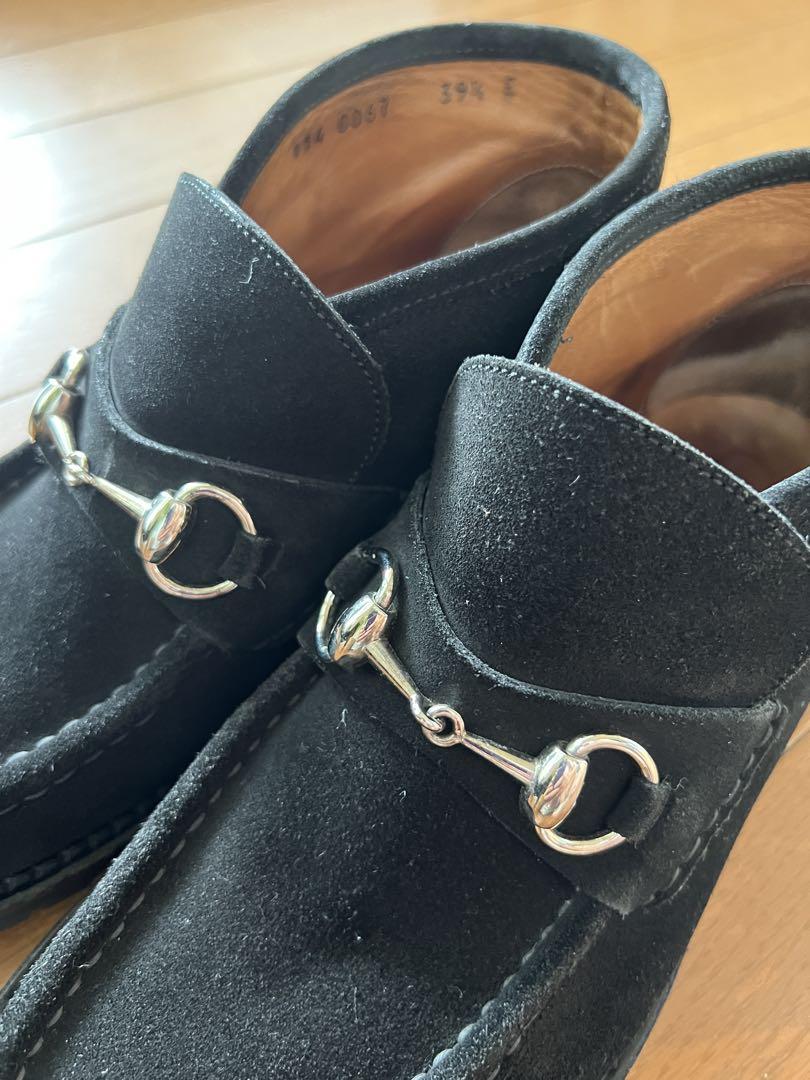 GUCCI ホースビット スエードローファー ブラック