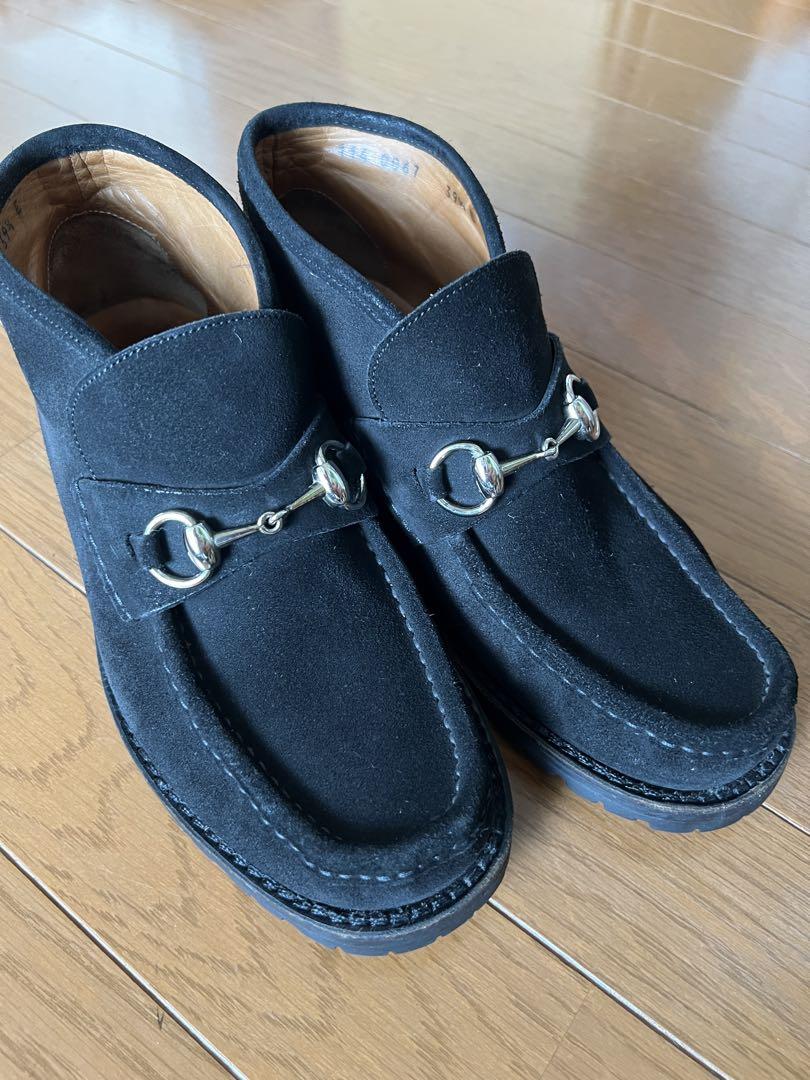 GUCCI ホースビット スエードローファー ブラック